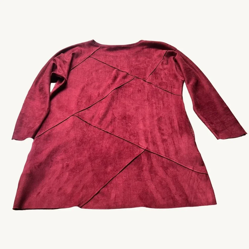 Soft Surroundings Size M Orange Burnt Sienna Felicity Faux Suede Tunic Top - Picture 2 of 13